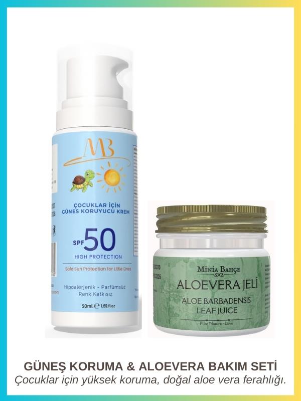 Çocuk Güneş Koruyucu & Aloe Vera Jel Seti – 50 ml + 75 ml
