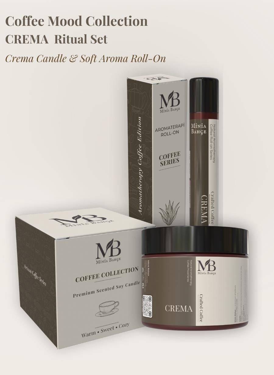 Crema Ritüel İkili Set – Crema Soy Wax Mum (100 g) + Crema Aroma Roll (10 ml)