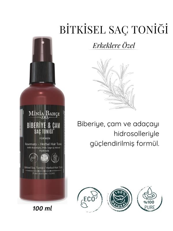 Erkeklere Özel Saç Toniği – Biberiye & Çam Özlü | Dökülme Karşıtı ve Canlandırıcı Bakım – 100 ml