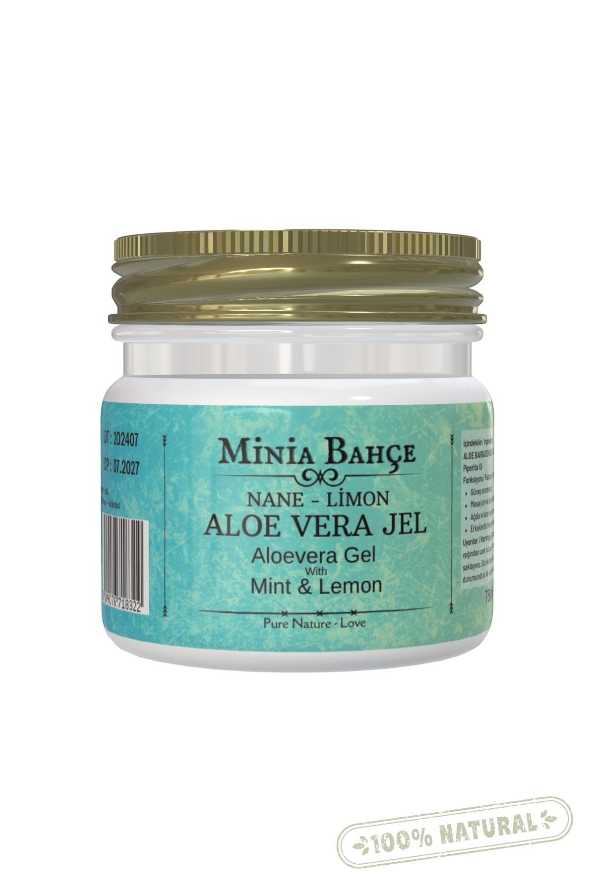 Güneş Sonrası Aloevera Jel, Nane Ve Limon Yağı, 75ml, %100 Doğal