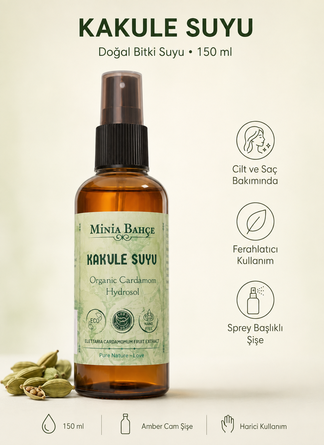 Kakule Suyu - %100 Doğal Hidrosol, 150ml