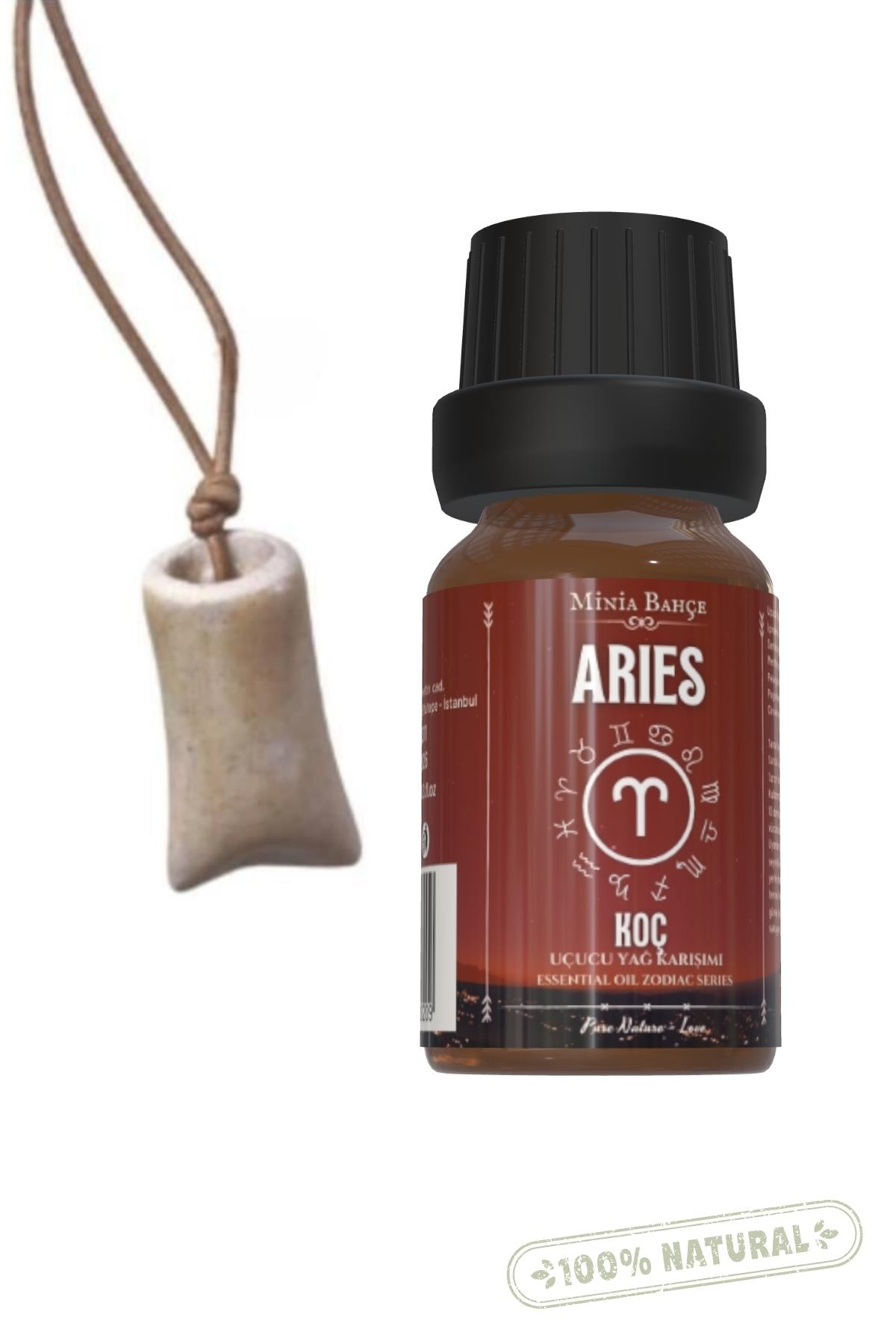 Koç Burcu - Aries, Uçucu Yağ Karışımı, 10ml ve Koku hazneli kolye 