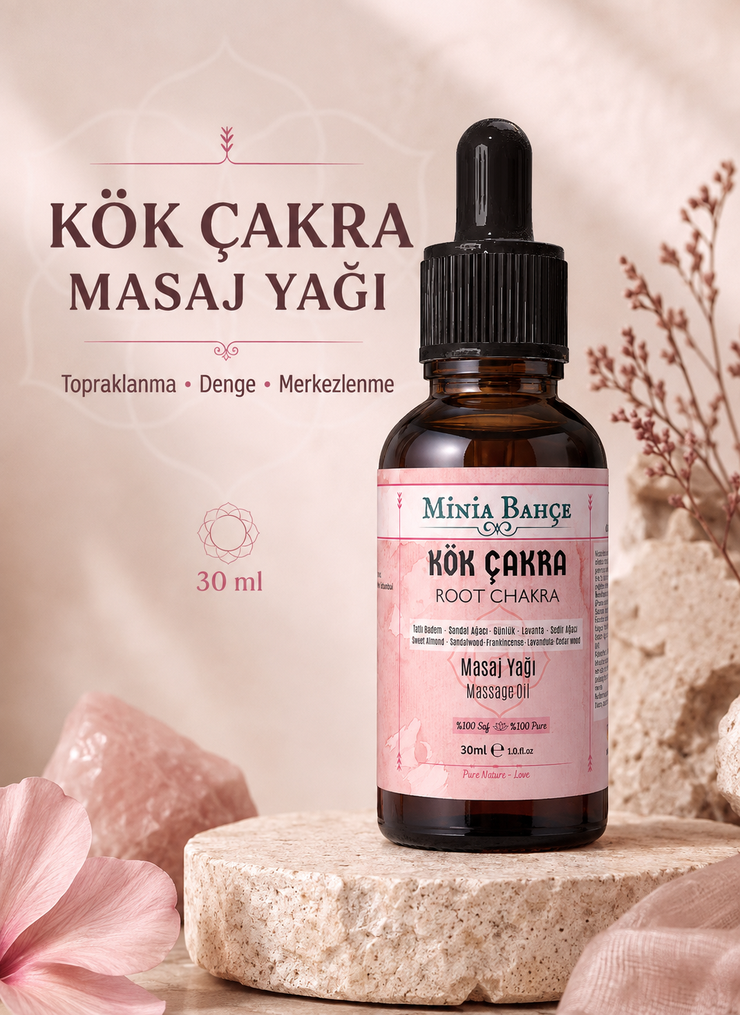 Kök Çakra Masaj Yağı - Root Chakra Oil, 30ml | %100 Saf ve Doğal