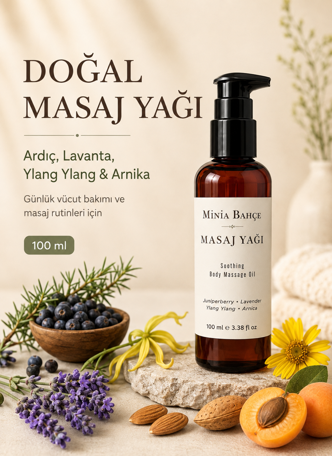 Lavanta Aromaterapi Masaj Yağı 100 ml | Ardıç ve Ylang Ylang