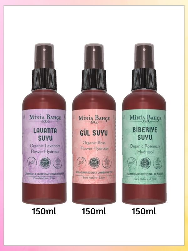 Lavanta, Biberiye Ve Gül Suyu(1.maya), %100 Doğal, Yağlı, 150mlx3