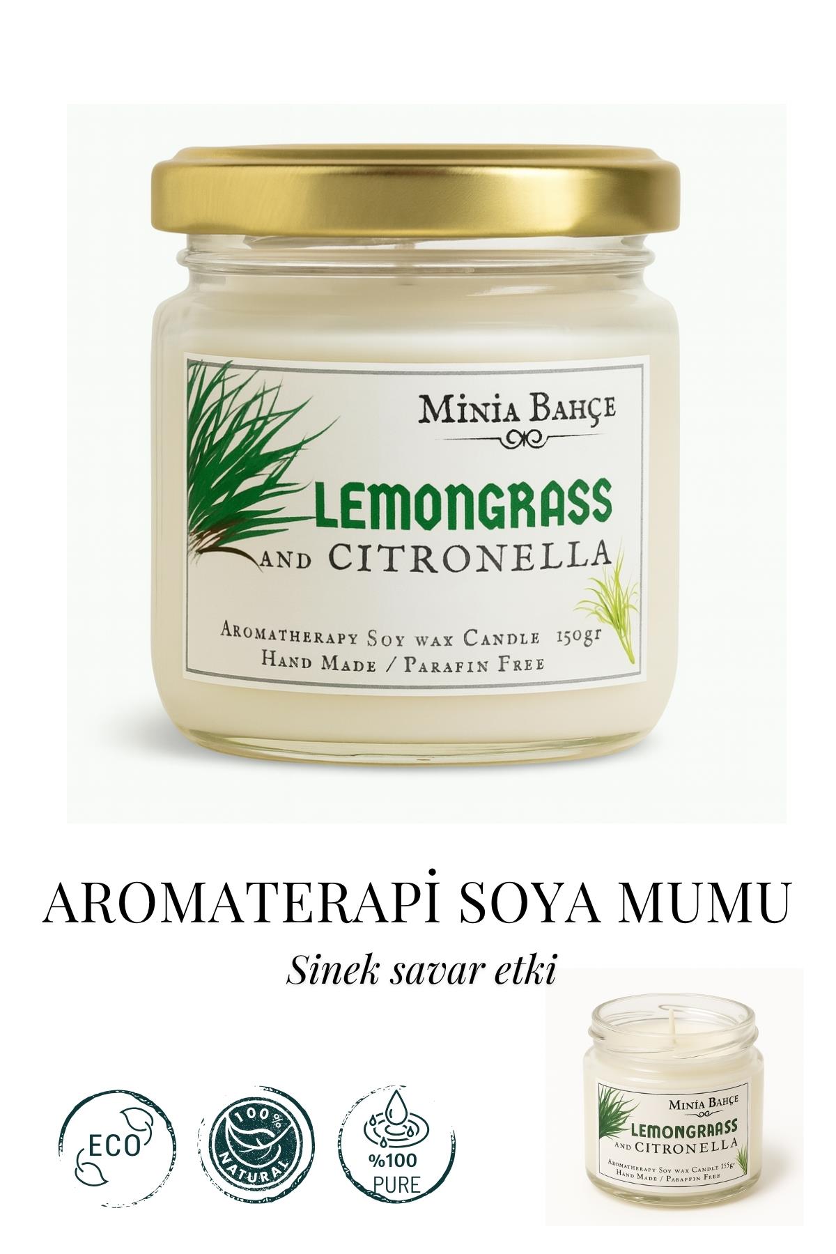 Limonotu & Citronella Yağı, Sineksavar Aromaterapi Soya Mumu, 75gr
