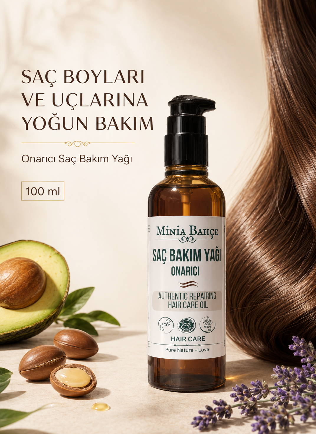 Onarıcı Saç Bakım Yağı, %100 Doğal Ve Katkısız, 100ml