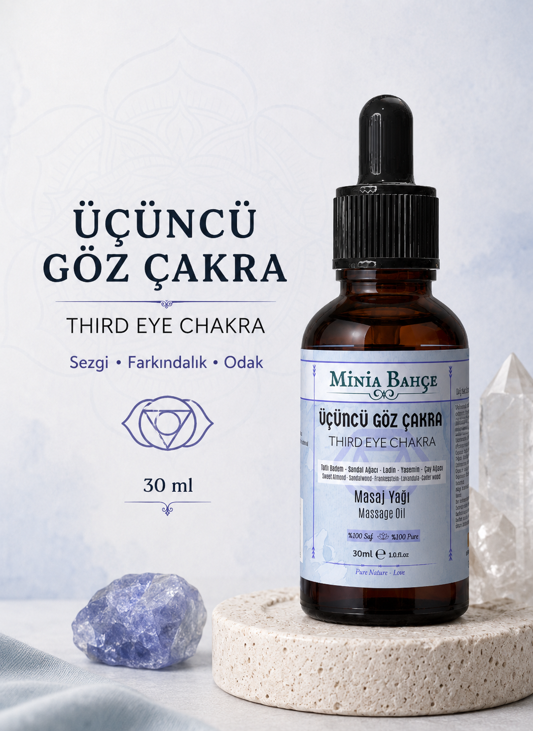Üçüncü Göz Çakra Masaj Yağı - Third Eye Chakra Oil, 30ml | %100 Saf ve Doğal