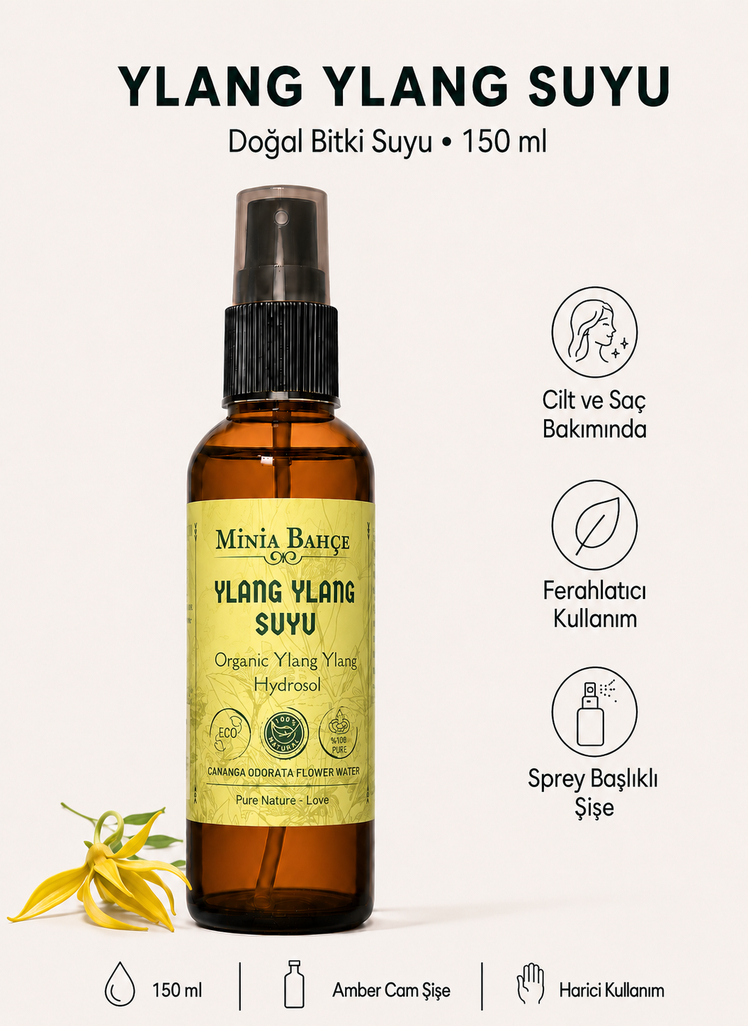 Ylang Ylang Suyu – %100 Doğal ve saf, 150 ml