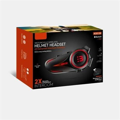 A50 2x İnterkom Seti Siyah (Su Geçirmez Bluetooth Kulaklık)