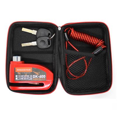 KNMASTER Alarmlı Motosiklet Disk Kilidi 7mm Kırmızı (Çanta ve Hatırlatma Kablosu Hediyeli)