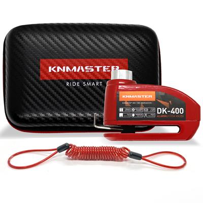 KNMASTER Alarmlı Motosiklet Disk Kilidi 7mm Kırmızı (Çanta ve Hatırlatma Kablosu Hediyeli)
