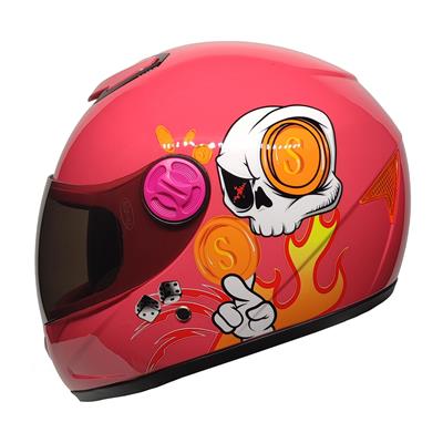 MTS Full Face Motosiklet Çocuk Kaskı K7 Skull Pink