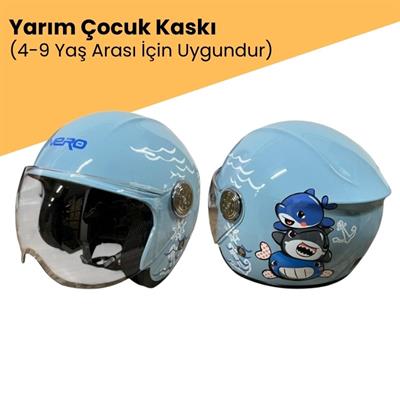 Nero 601 Yazlık Motosiklet Çocuk Kaskı Mavi