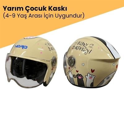 Nero 601 Yazlık Motosiklet Çocuk Kaskı Krem