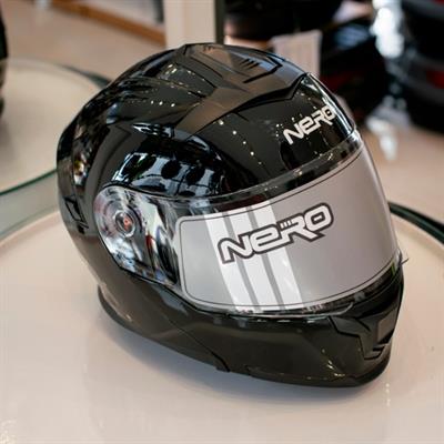 Nero 962 Çene Açılır Motosiklet Kaskı NR1 Parlak Siyah