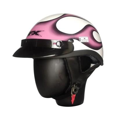 Nikko FX66 Chopper Motosiklet Kaskı Pembe/Beyaz (M BEDEN)