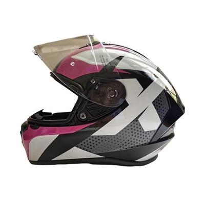 NRO Full Face Motosiklet Kaskı Siyah/Pembe/Beyaz