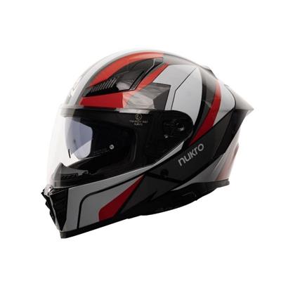 Nukro 853 Shine Red White Full Face Motosiklet Kaskı