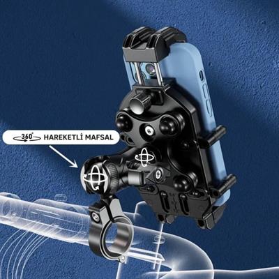 Nukrotech M26 Titreşim Modüllü Telefon Tutucu Gidon Ve Ayna Bağlantılı