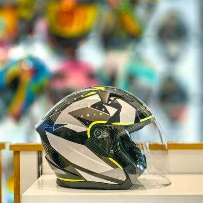 RHKC 528 Çenesiz Vizörlü Yazlık Kask Siyah/Gri/Neon Sarı