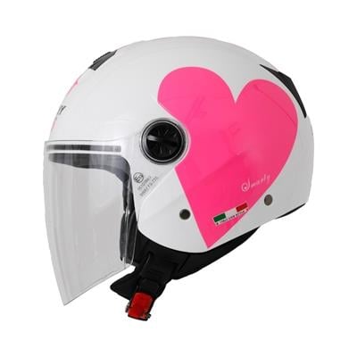 Sway SW 715 Yazlık Motosiklet Kaskı Heart Beyaz