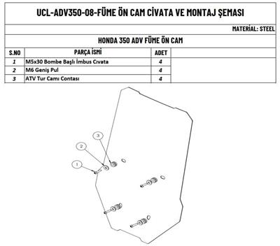 Üçel Tur Camı Füme - Honda ADV 350
