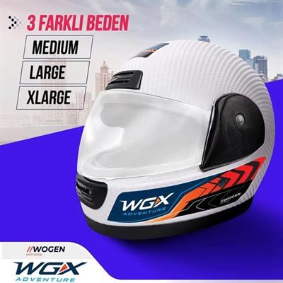 WGX Karbon Kask Beyaz Full Face - M
