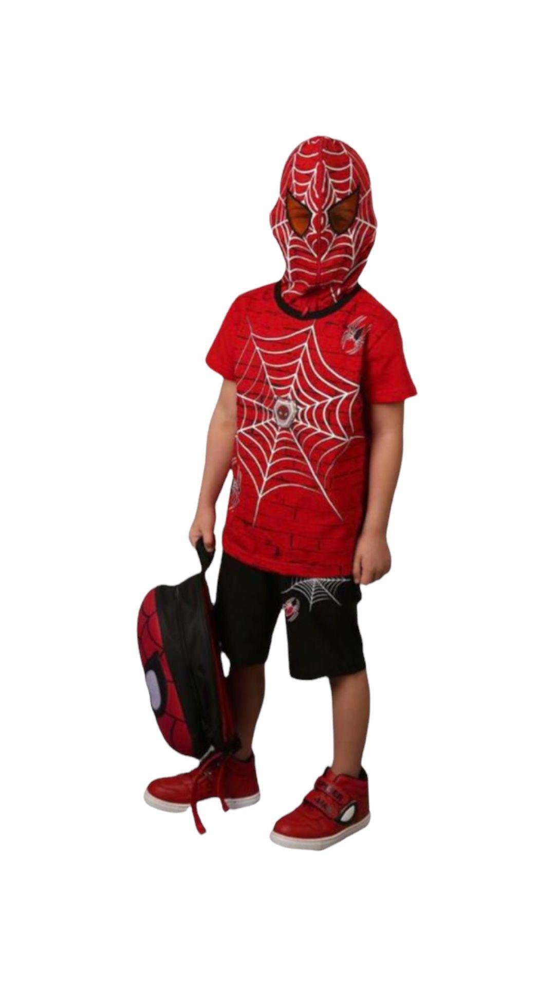 Maskeli  ve Işıklı T-shirtlü Örümcek Adam Kostüm Takım