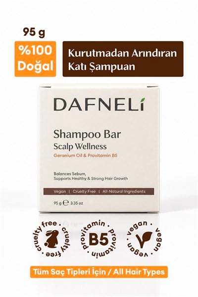 %100 Doğal Katı Şampuan, Besleyici, Arındırıcı ve Güçlendirici Bakım, Vegan, 95 gr