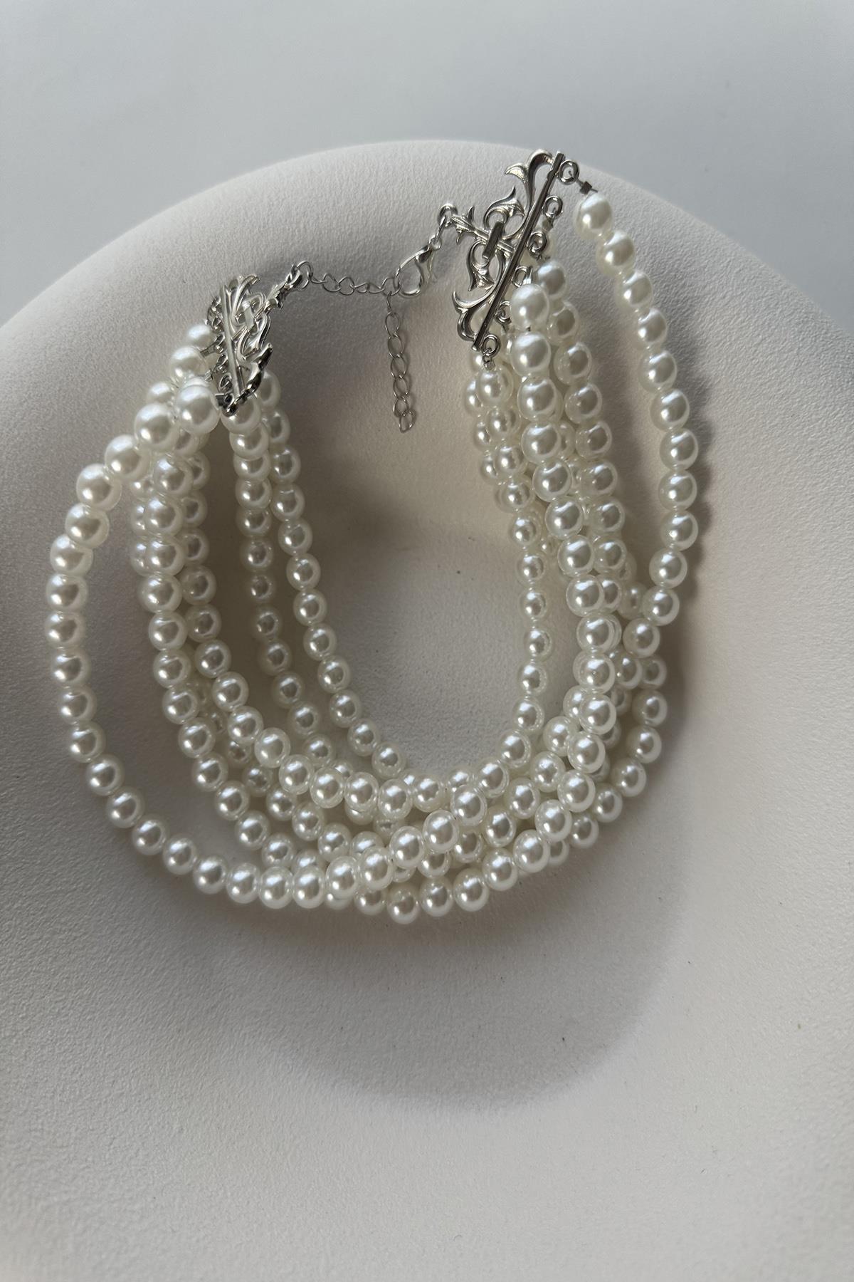 6 SIRA İNCİ CHOKER KOLYE