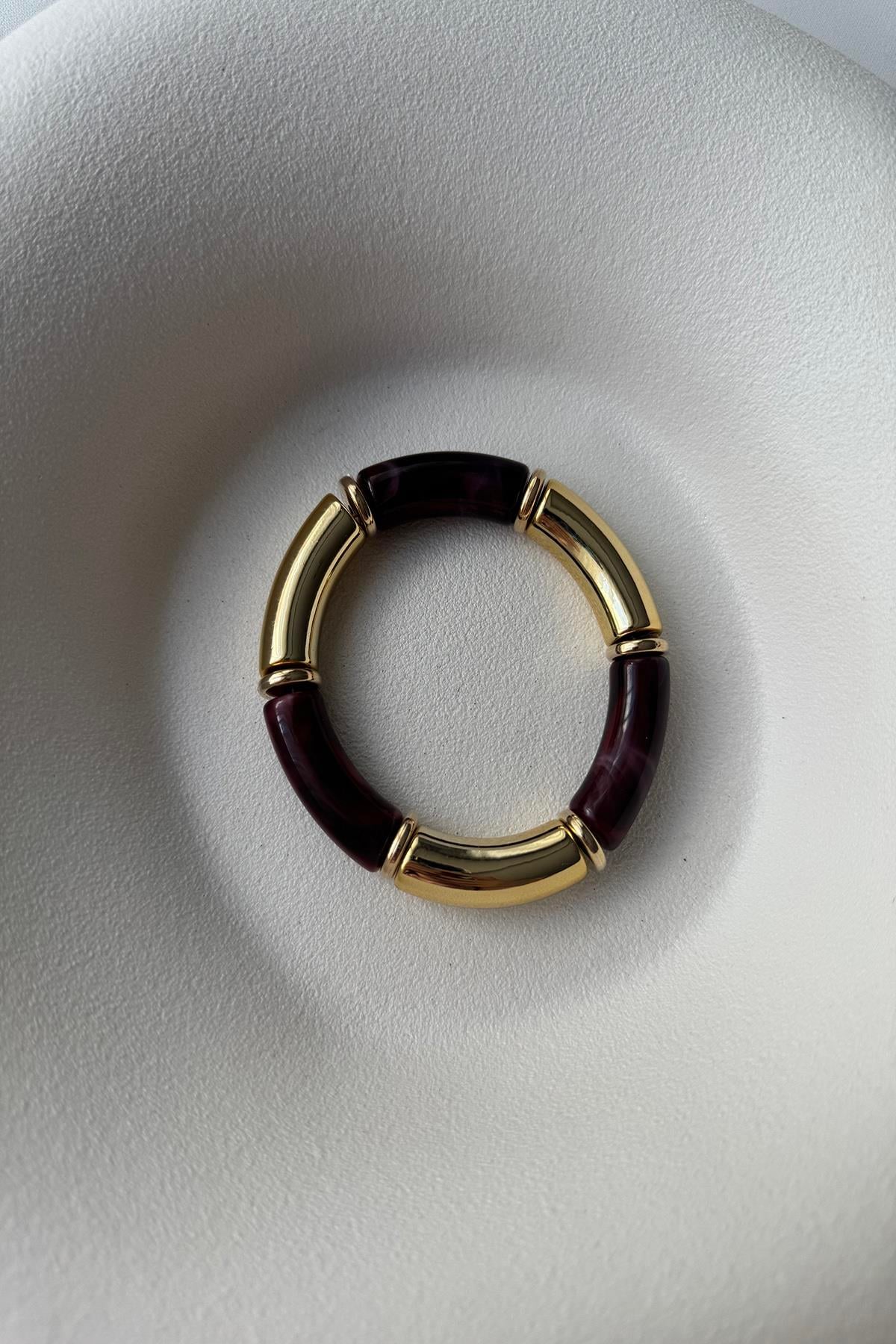 BORDO DETAYLI LASTİKLİ BİLEKLİK