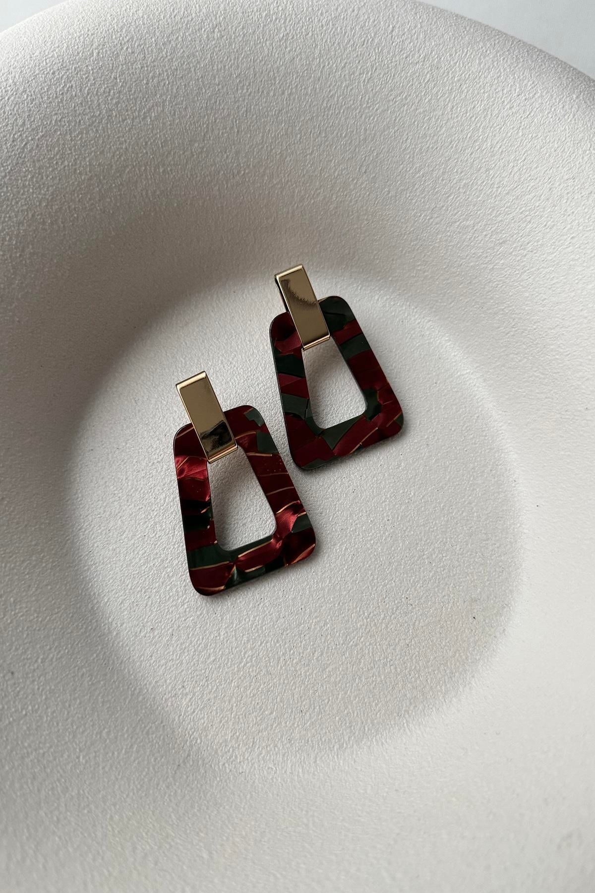 BORDO YEŞİL DETAY KÜPE