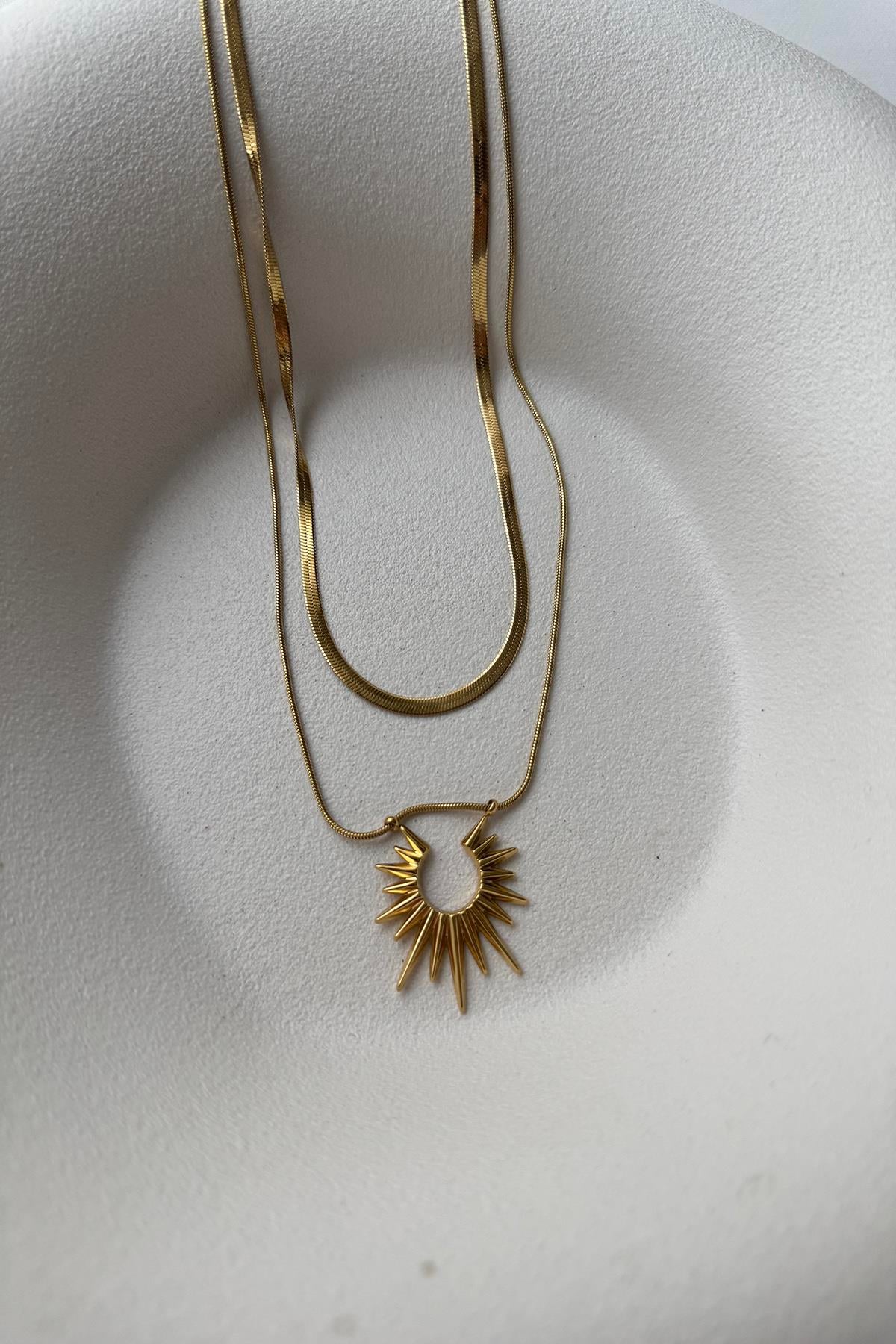 ÇOKLU KOMBİN GOLD ÇELİK KOLYE