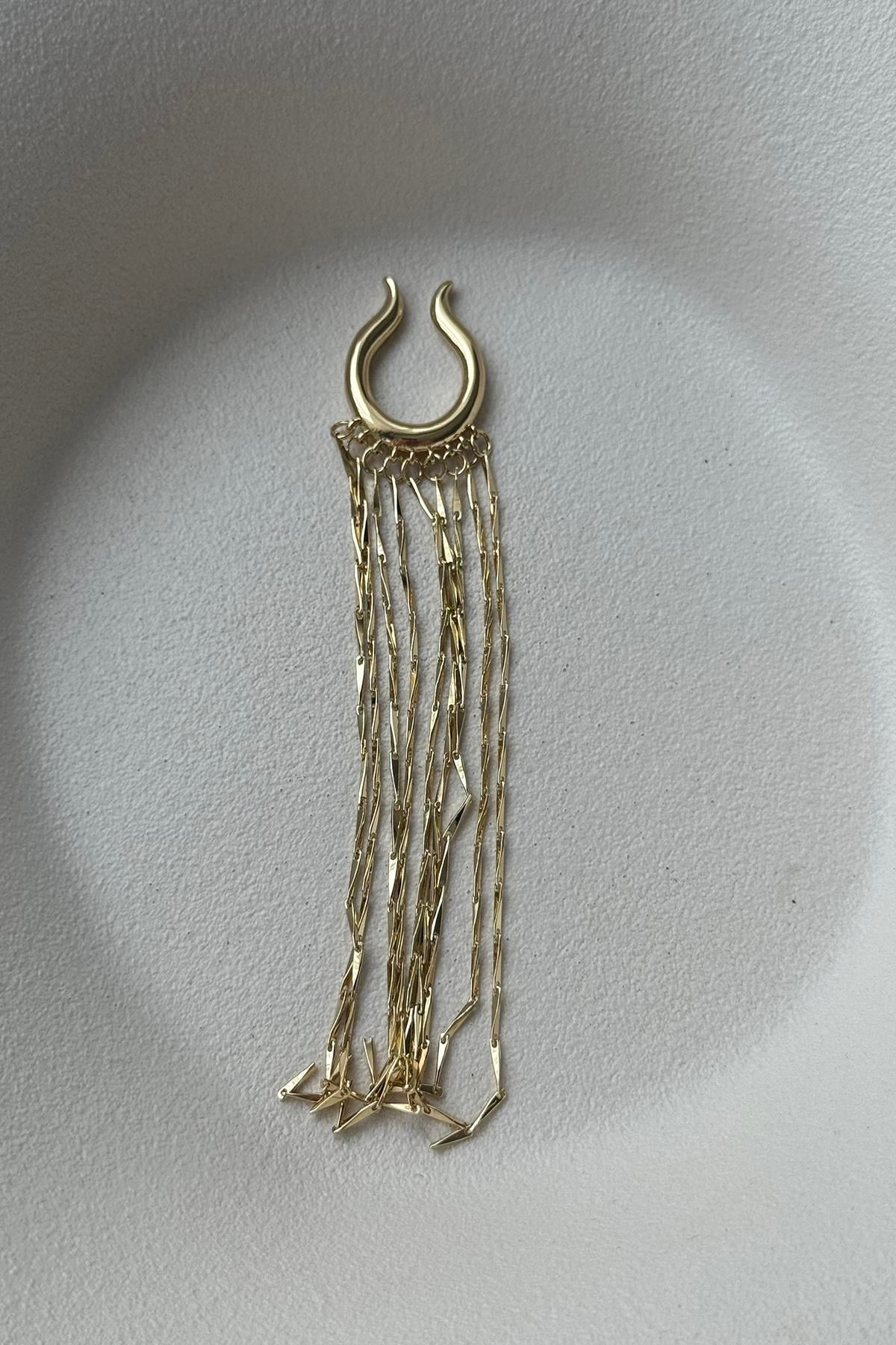 İTHAL ZİNCİRLİ GOLD KIKIRDAK KÜPE