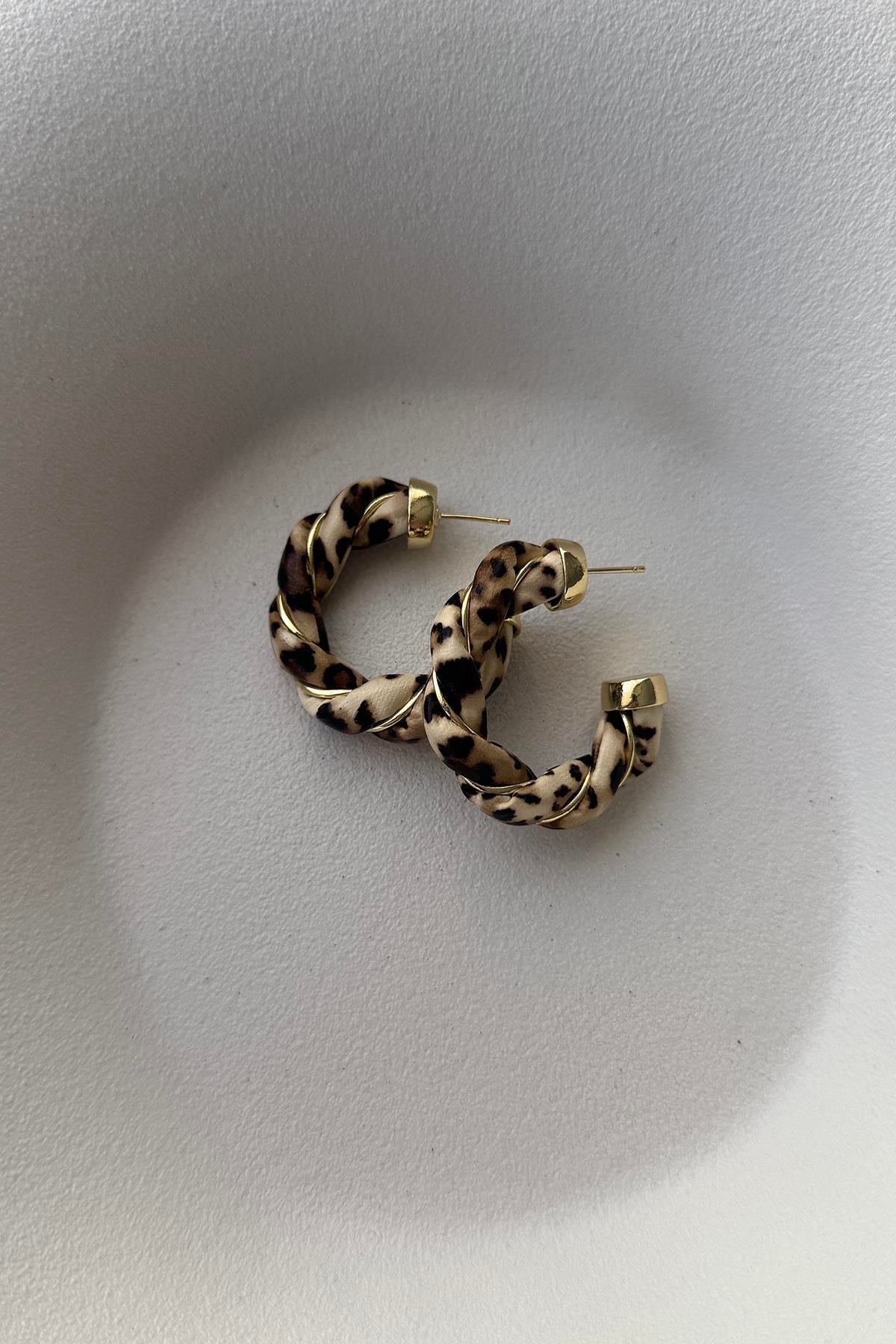 KAHVELİ LEOPAR KÜPE