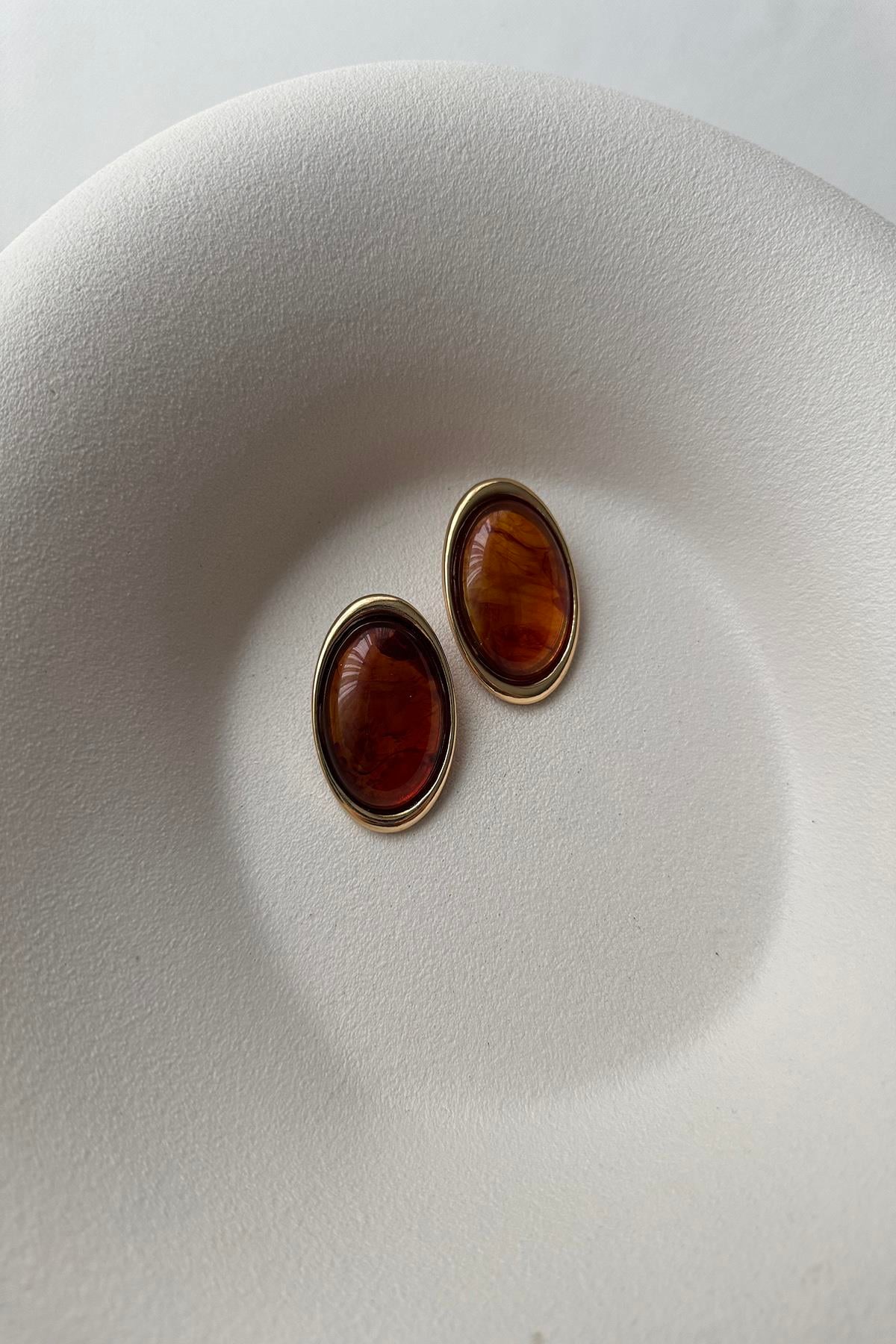 KAHVERENGİ BÜYÜK OVAL KÜPE