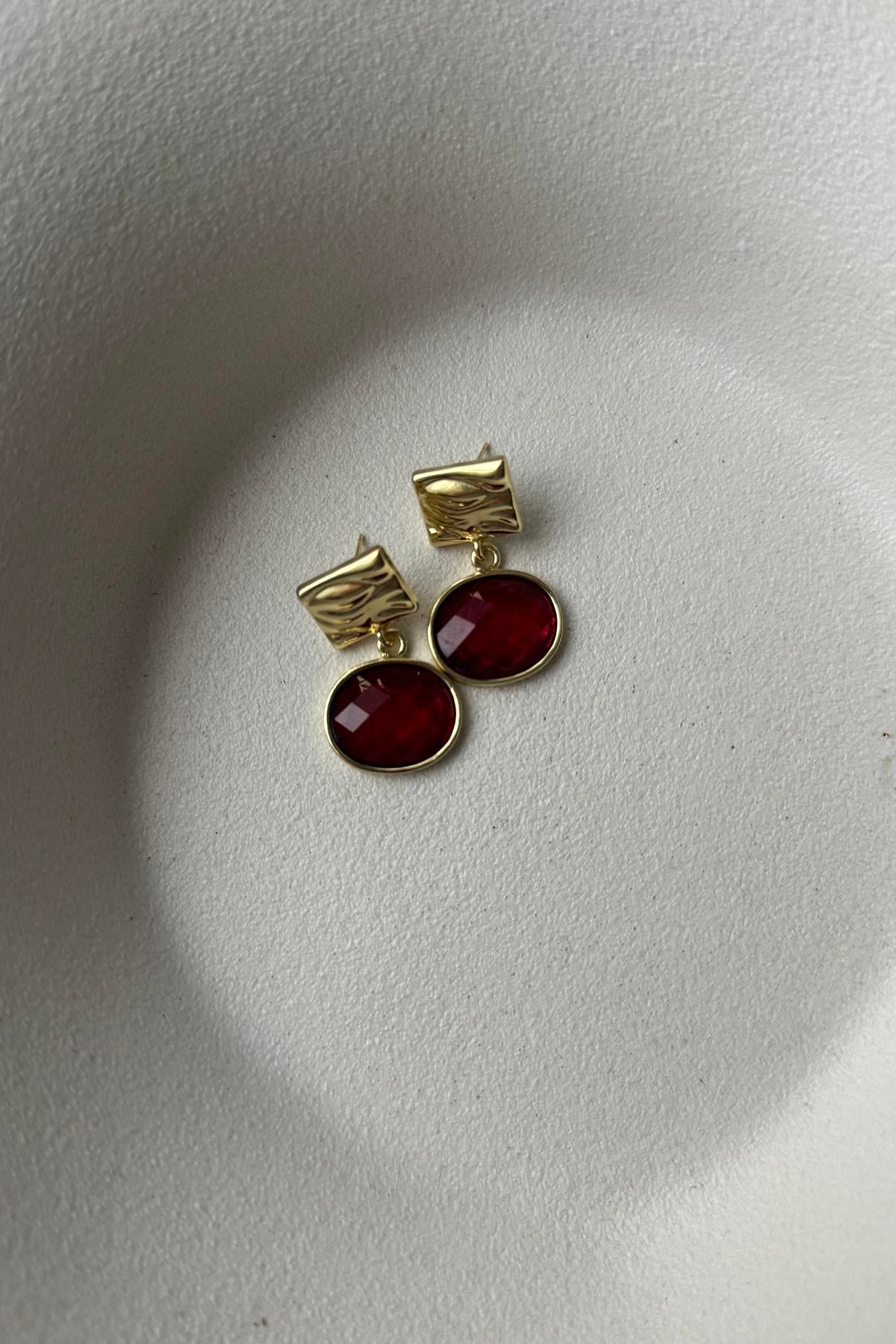 MİNİMAL BORDO KÜPE