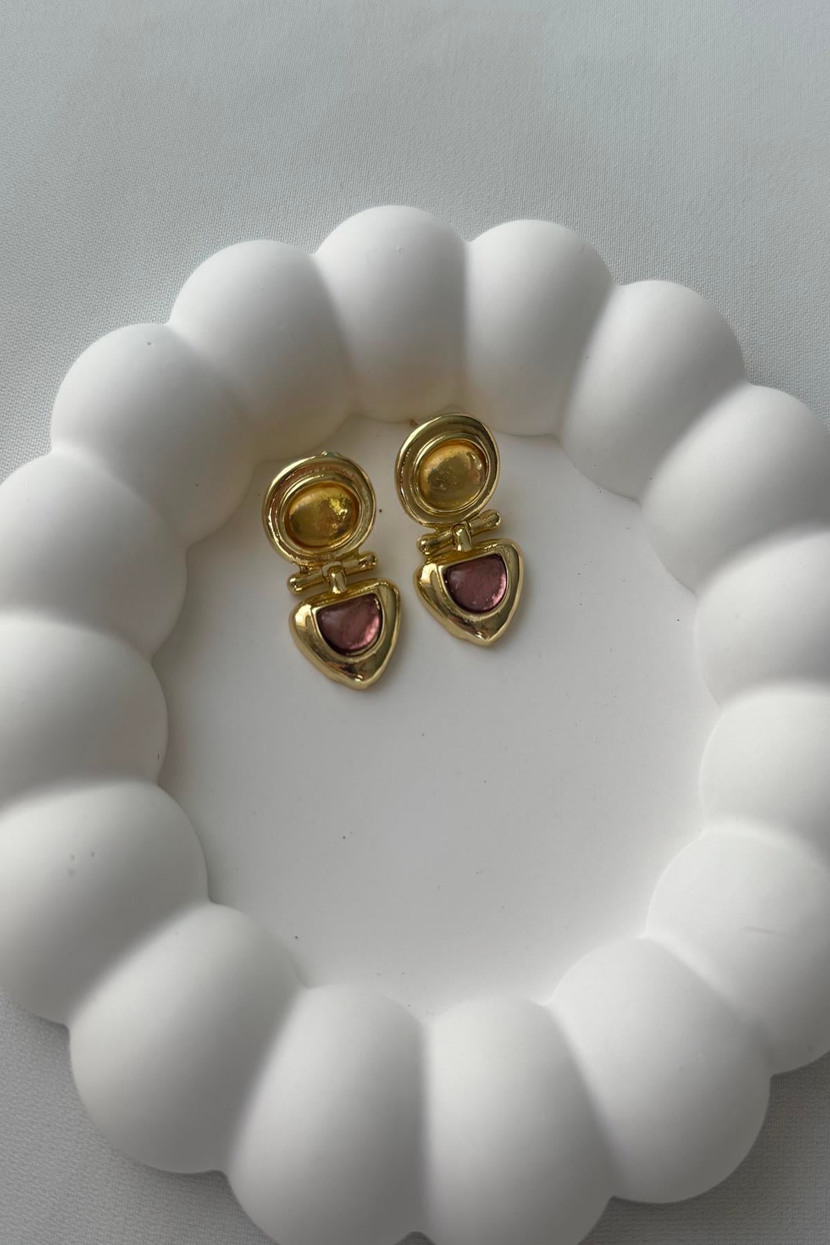 MOR TAŞLI GOLD KÜPE