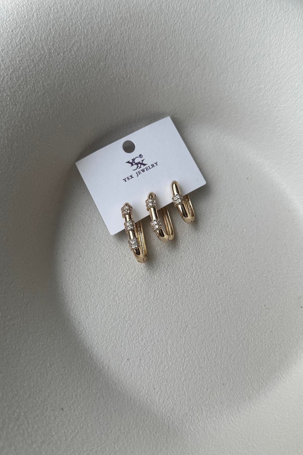 OVAL FORM ÜÇLÜ VİP SET KÜPE