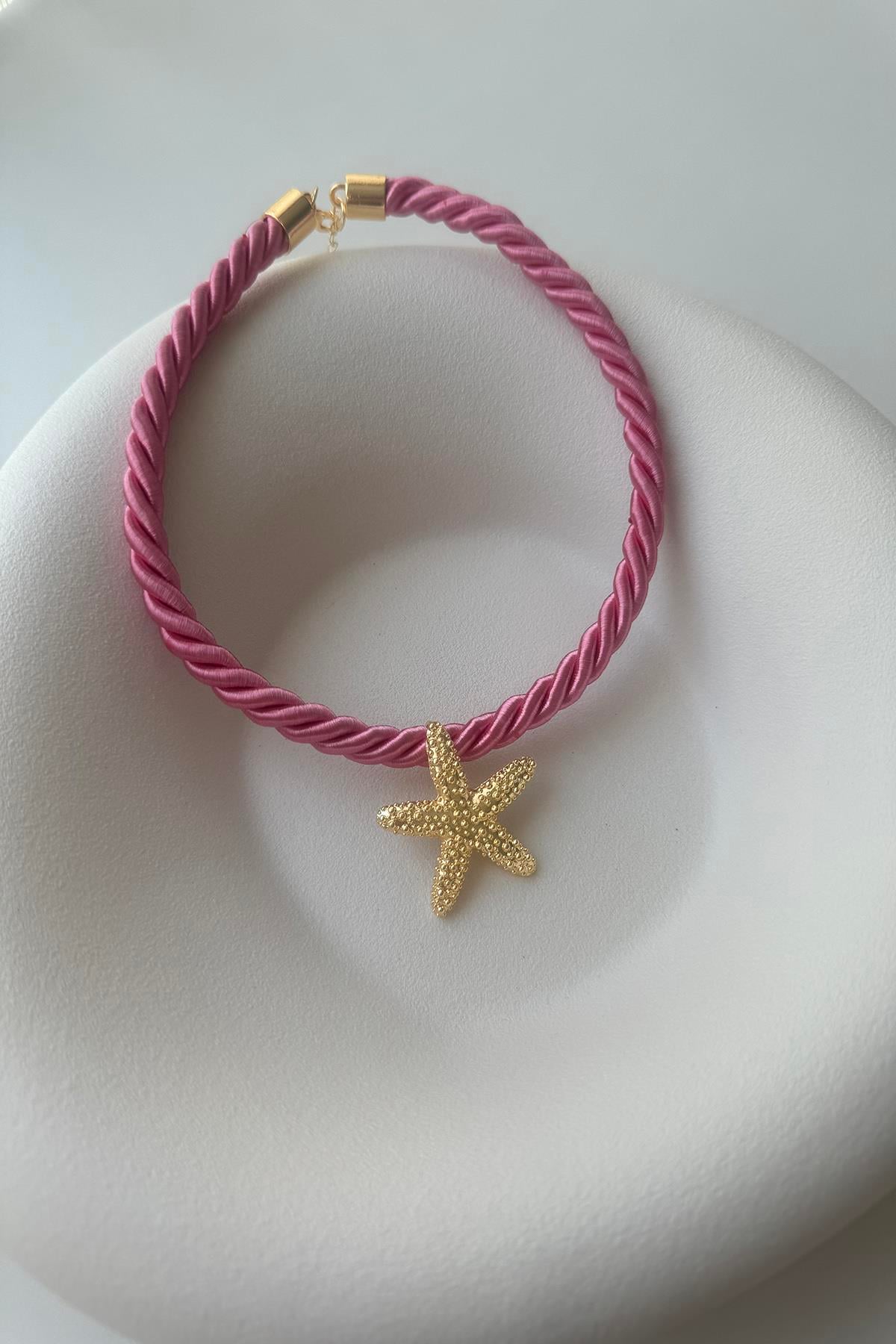 PEMBE HALAT UCUNDA DENİZYILDIZI KOLYE