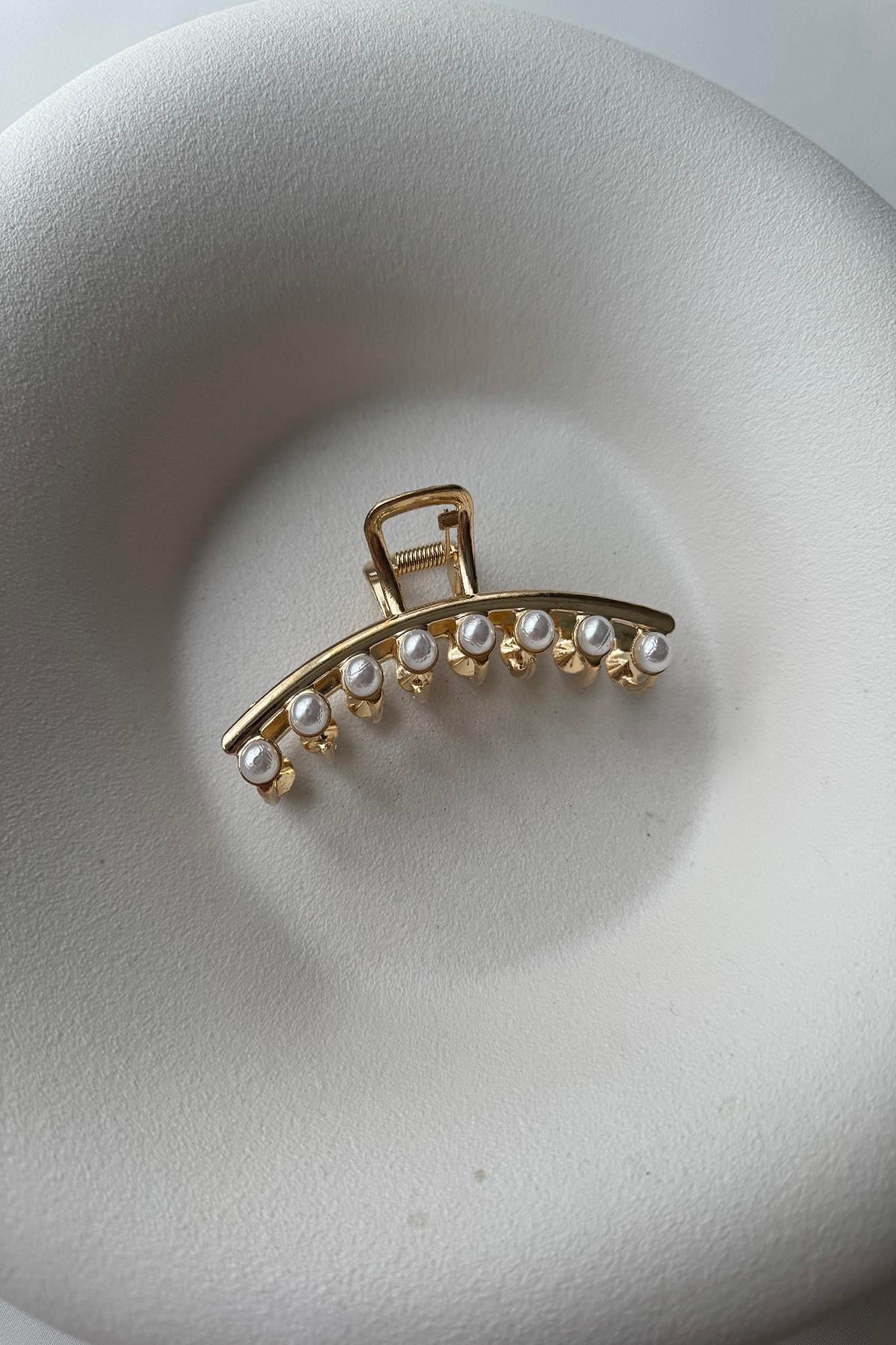SIRA İNCİLİ GOLD METAL MANDAL TOKA
