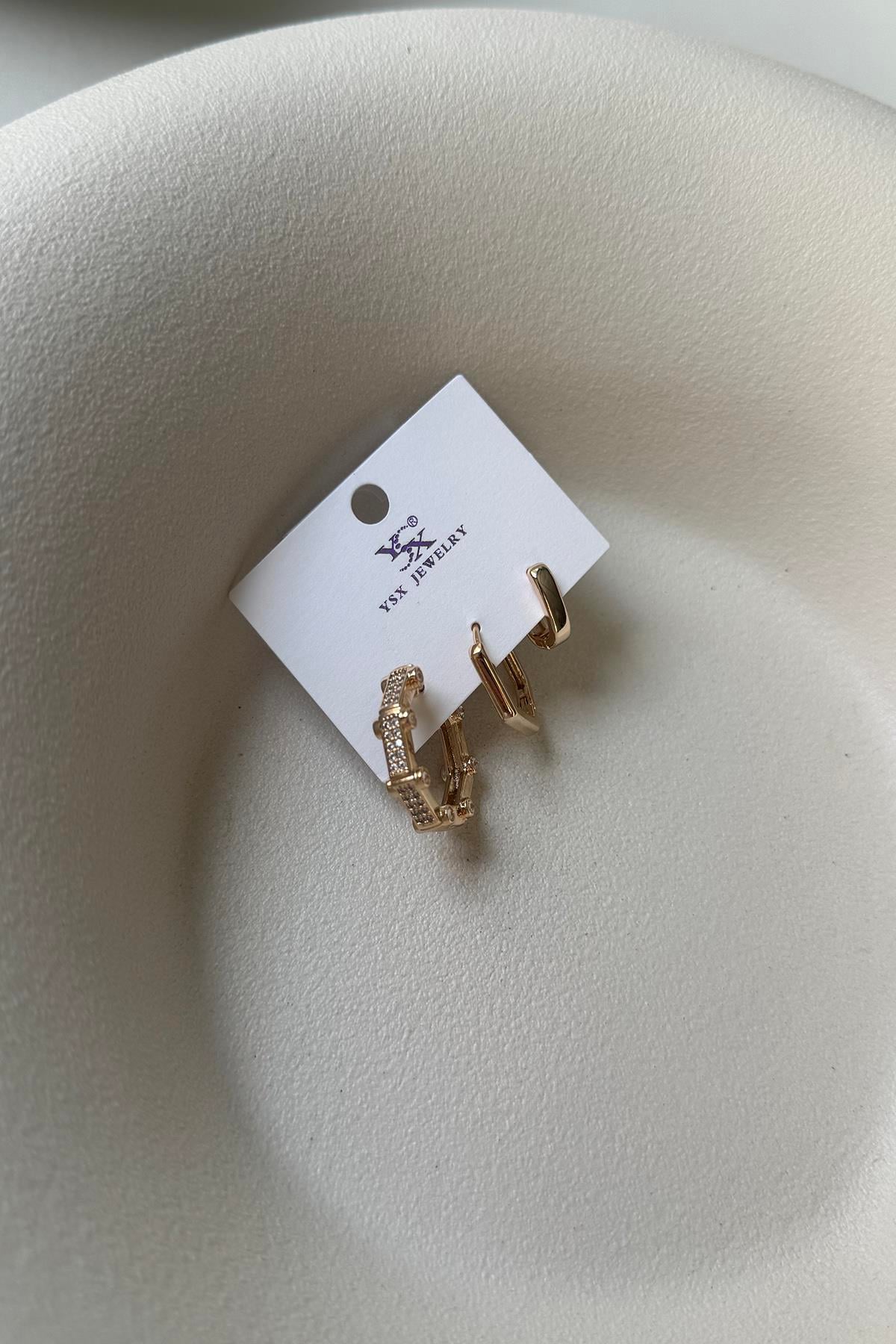 TAŞLI HALKALI VİP ÜÇLÜ SET KÜPE