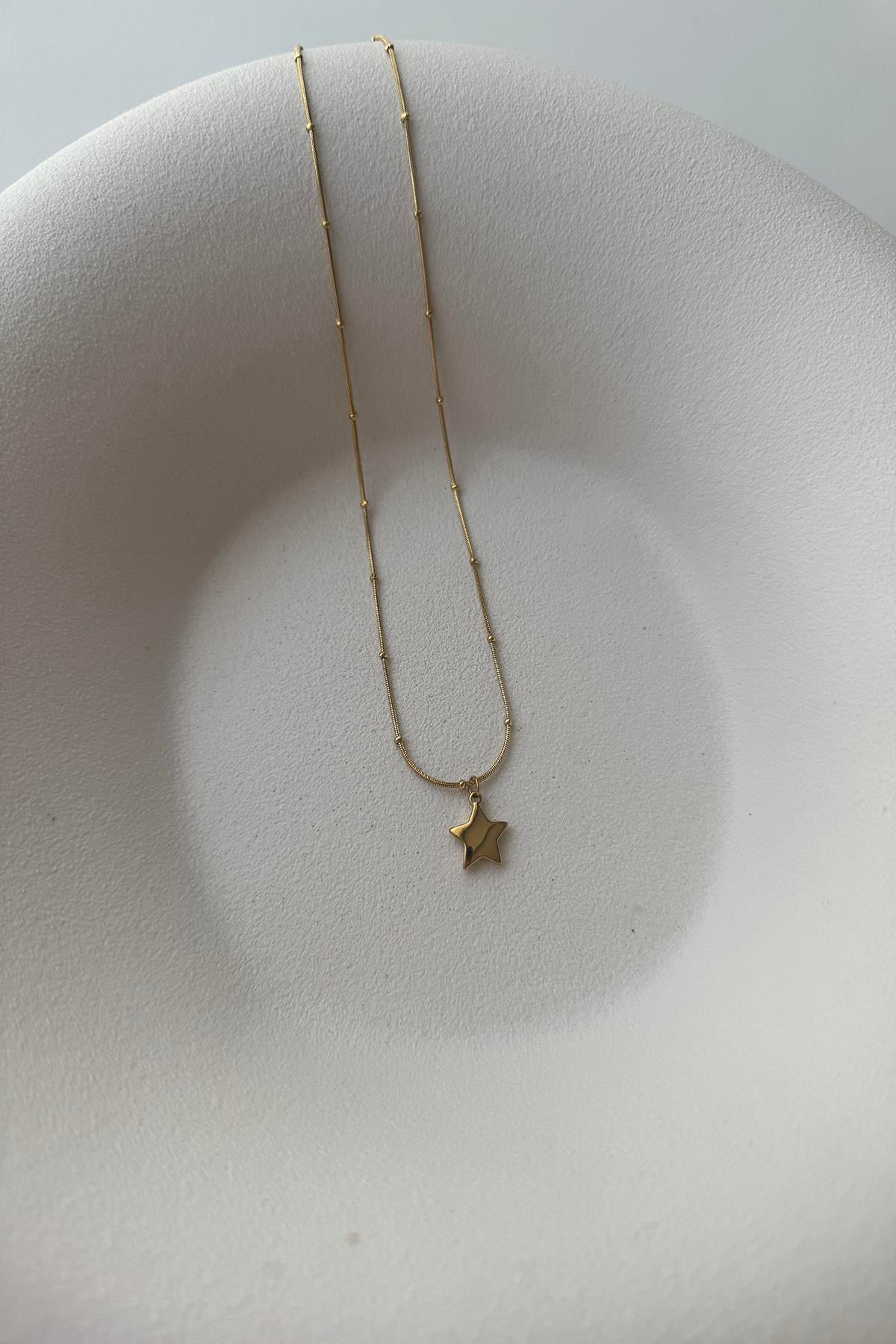 TOPÇUK ZİNCİRDE MİNİMAL YILDIZ ÇELİK KOLYE