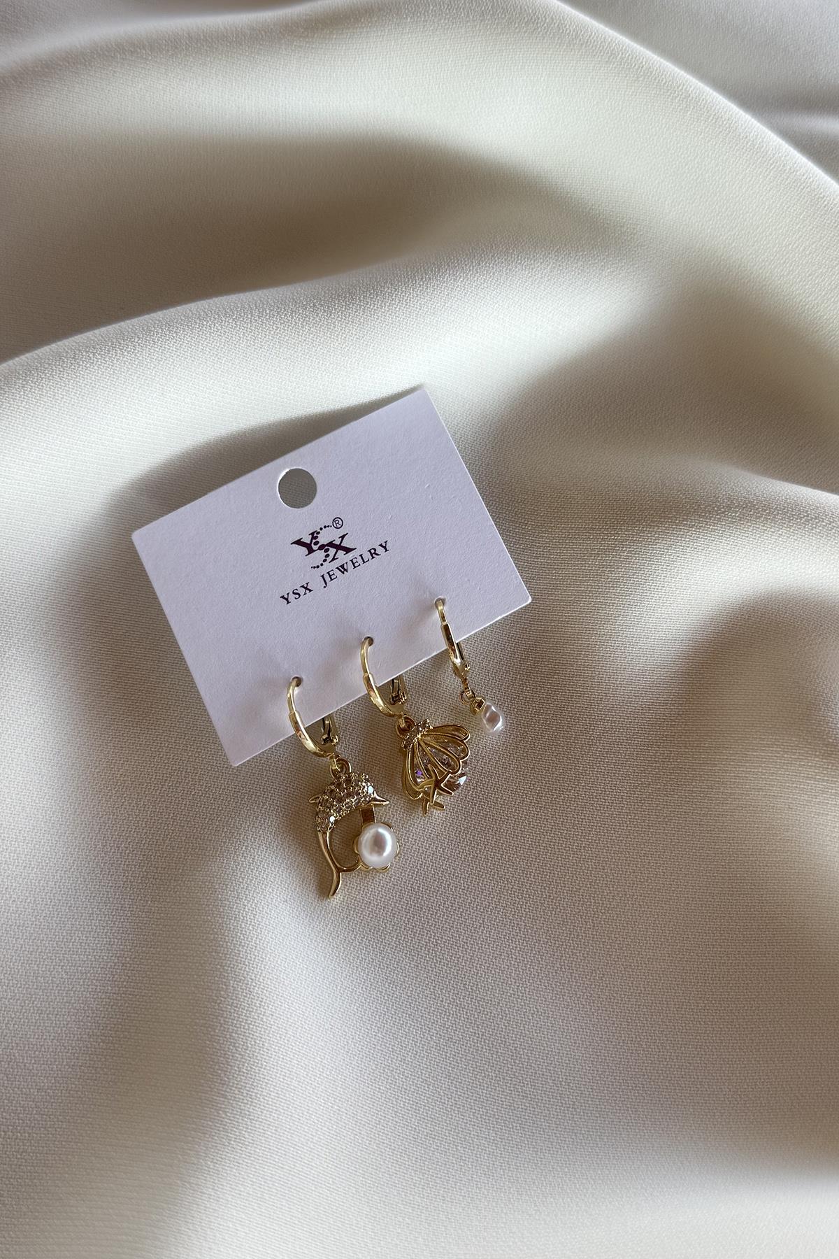 14K ÜÇLÜ KÜPE