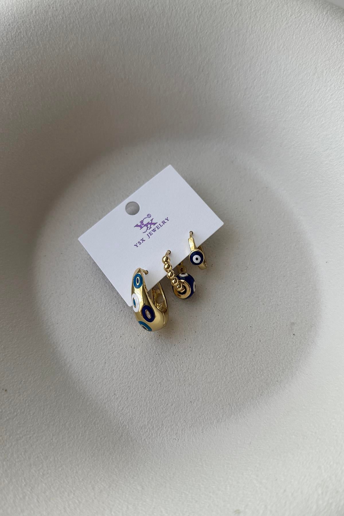 14K ÜÇLÜ SET KÜPE