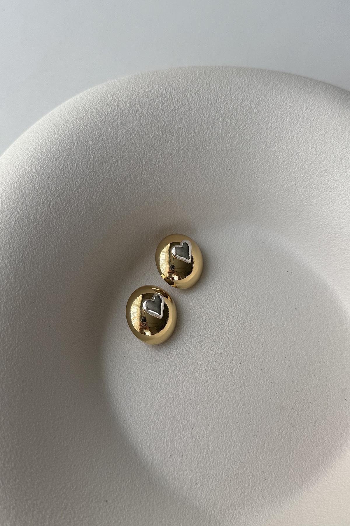 GOLD YUVARLAK KALP DETAY KÜPE