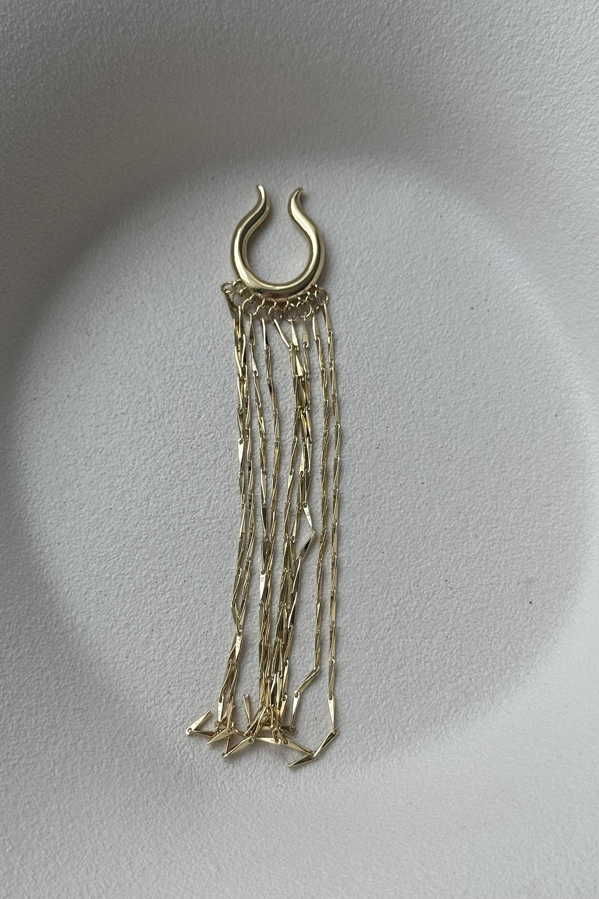 İTHAL ZİNCİRLİ GOLD KIKIRDAK KÜPE