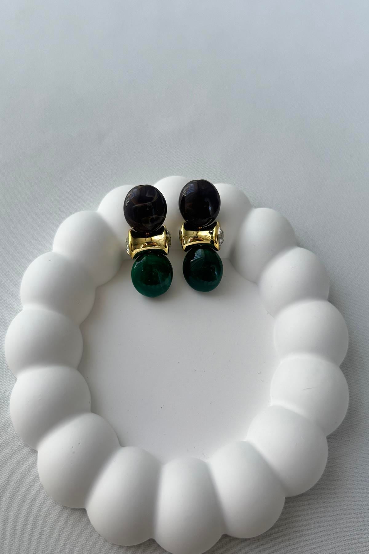 KAHVE YEŞİL BONİBON KÜPE
