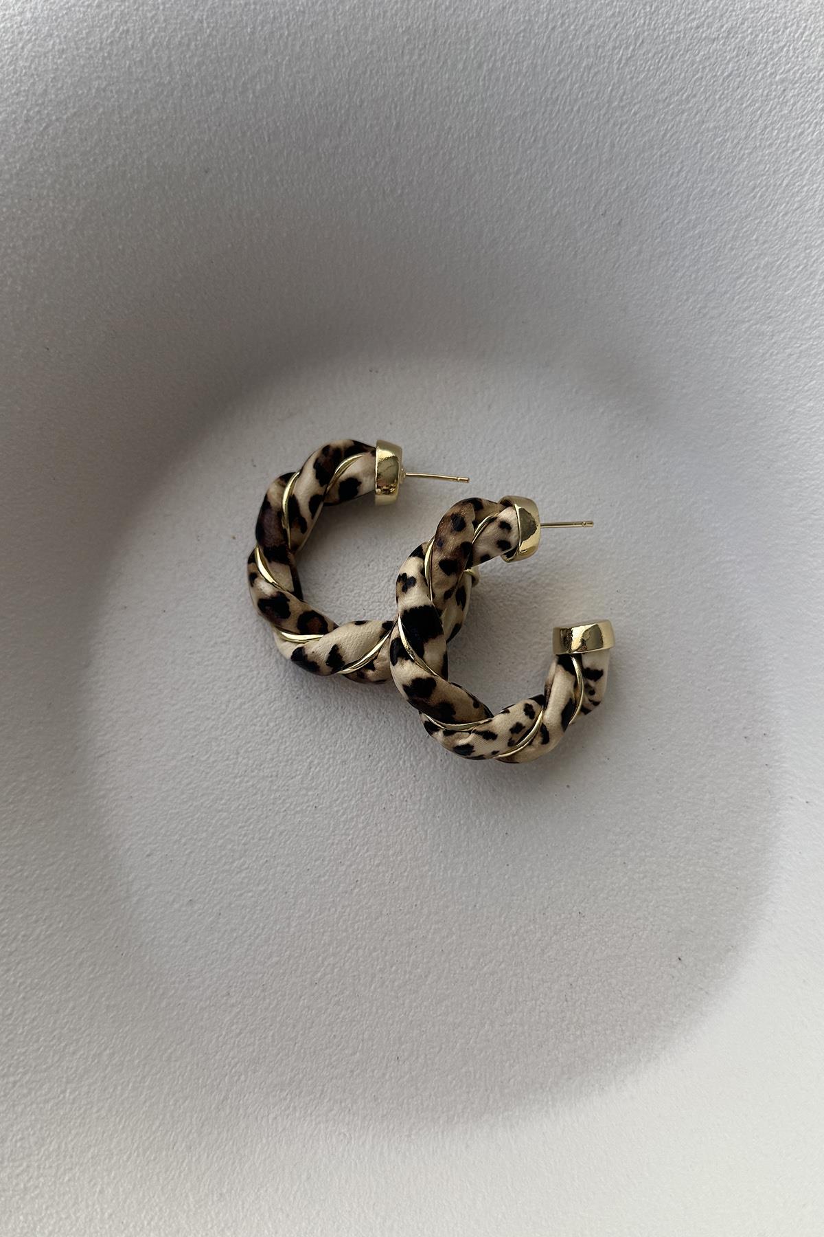 KAHVELİ LEOPAR KÜPE